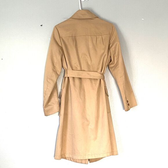Vintage Trench Coat 10 Tall TWA Airlines Stan Herman Flight Attendant Belted 70s - Picture 2 of 12